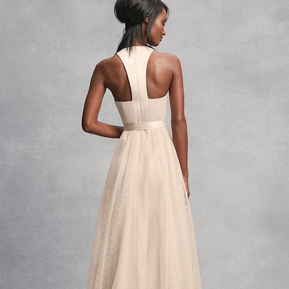 Vera Wang CREPE AND TULLE T-BACK BRIDESMAID DRESS - Picture 2 of 5